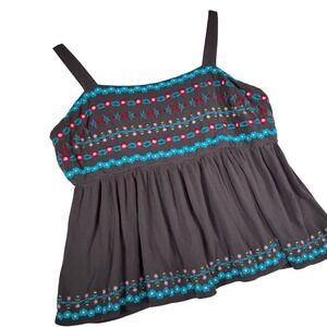 Torrid Embroidered Smocked Empire Waist Tank Top Gray Size 2 Plus